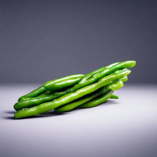 Image similar to hyperrealistic dslr film still of ( jeff goldblum ) disguised as green beans, stunning 8 k octane comprehensive 3 d render, inspired by istvan sandorfi & greg rutkowski & unreal engine, perfect symmetry, dim volumetric cinematic lighting, extremely hyper - detailed, incredibly real lifelike attributes & flesh texture, intricate, masterpiece, artstation, stunning