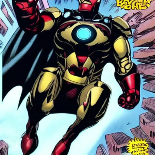 Prompt: iron man in batman suit