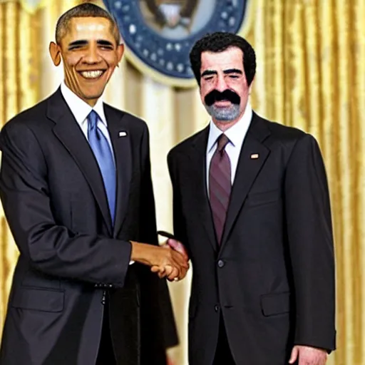 Image similar to obama shaking hands with saddam, getty images