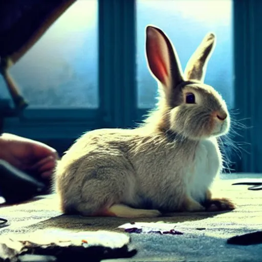 Prompt: a rabbit in the movie The Diamond Arm