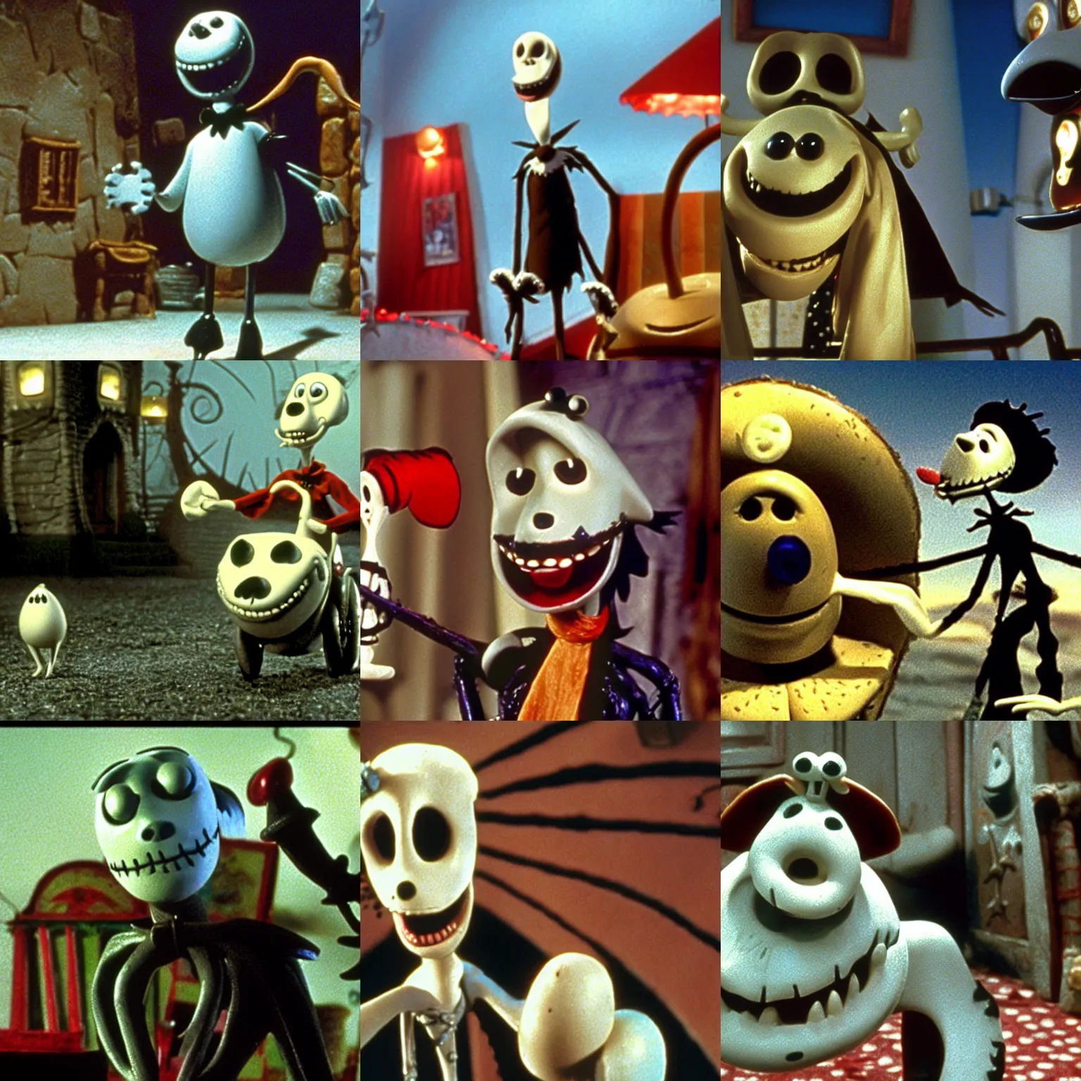 Prompt: Film still of Gromit in The Nightmare Before Christmas (1993)