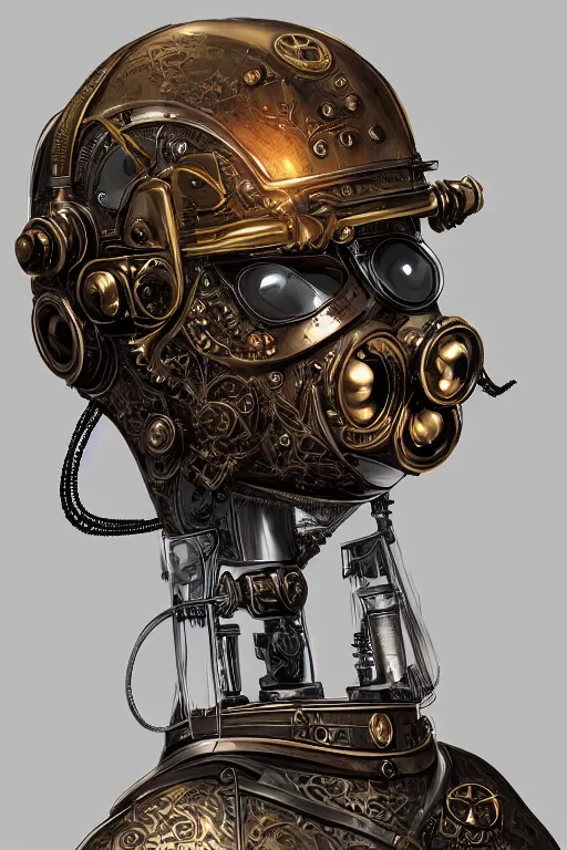 Image similar to steampunk helmet fantasy art mask robot ninja stylized digital illustration sharp focus, elegant intricate digital painting artstation concept art global illumination ray tracing advanced technology chaykin howard and campionpascale and cooke darwyn and davis jack