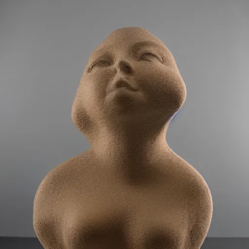 Prompt: beautiful organic ceramic sculpture, in a gallery setting, influenced by piotr jabłonski. professional studio photo, 3 5 mm, high definition