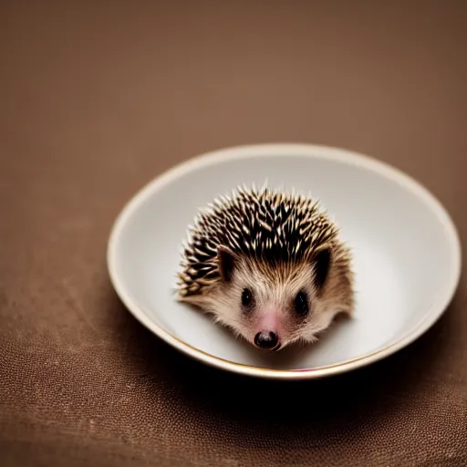 Image similar to baby hedgehog in a teacup, photography, minimalistic, 8 k