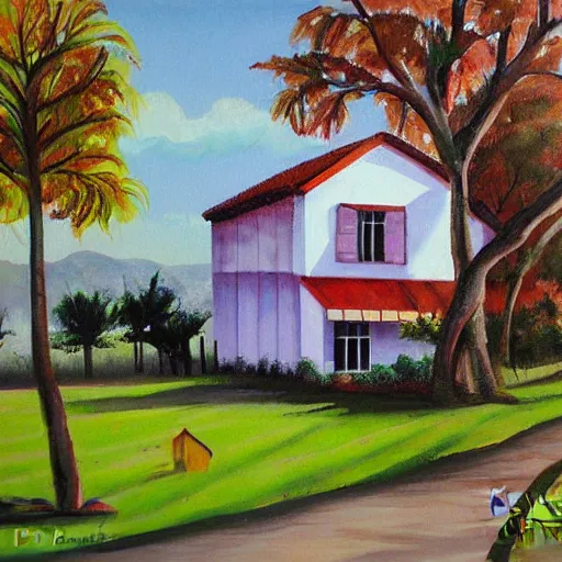 Prompt: country house painting by molina campos