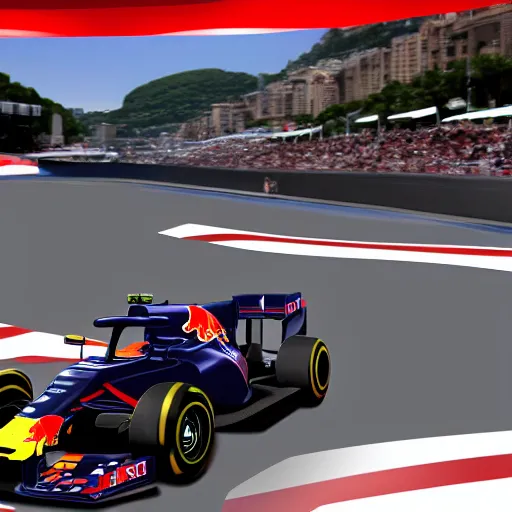 Image similar to F1 2022 car with the Red Bull livery driving through Monaco Grand Prix, crashing into the wall, concept art, highly detailed, 4k