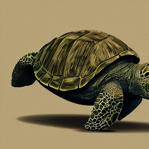 Image similar to arabic person shapeshifting into a turtle, photorealistic, digital art