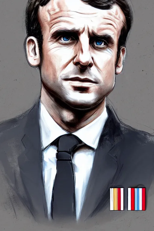 Image similar to emmanuel macron police officer, highly detailed, digital art, sharp focus, trending on art station