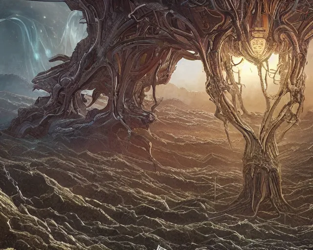 Image similar to immortal neuron, alien utopia, holy place intricate, scifi, unique landscape, highly detailed, art by roberto digiglio and furio tedeschi and filippo ubertino