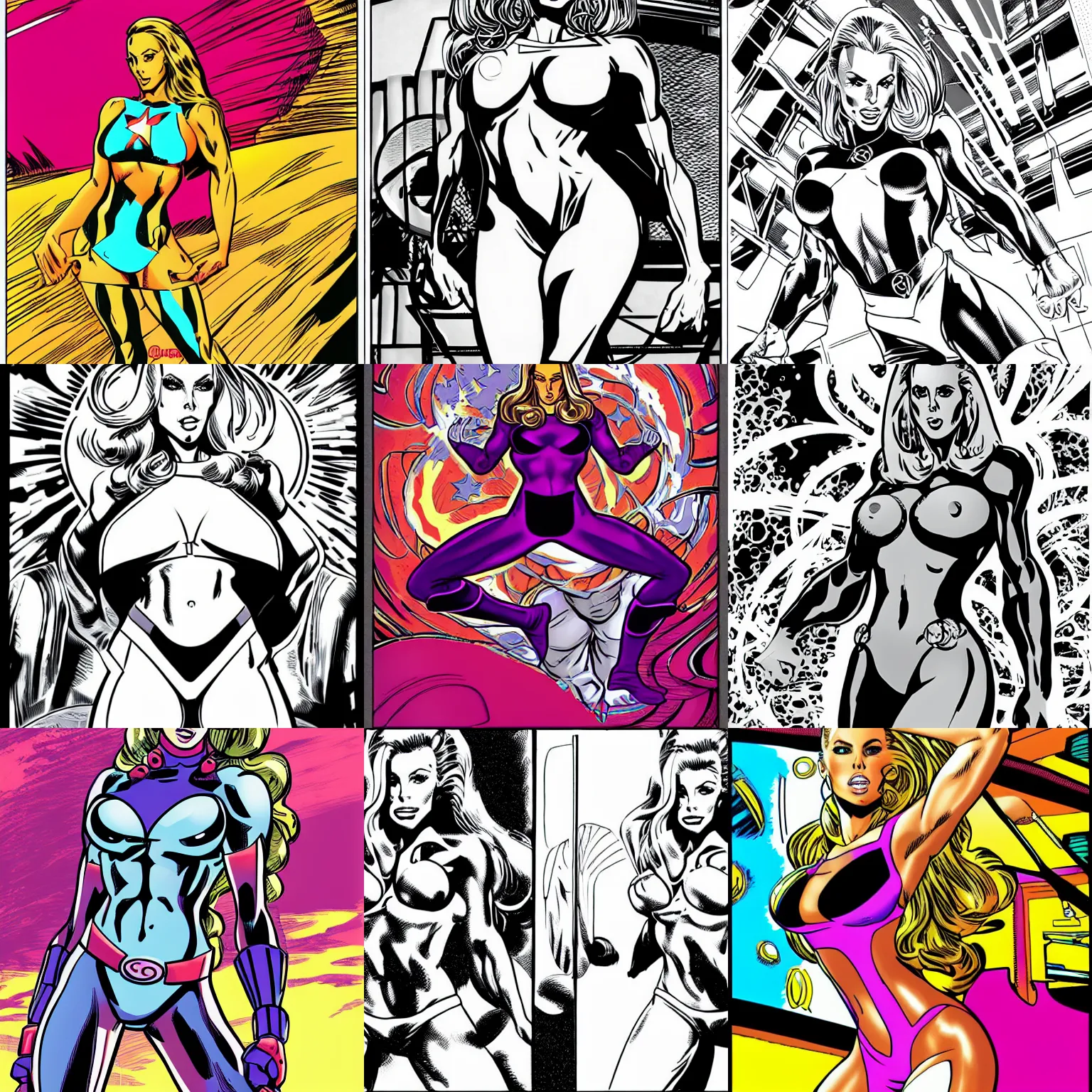 Prompt: Nicole Aniston in jack kirby style
