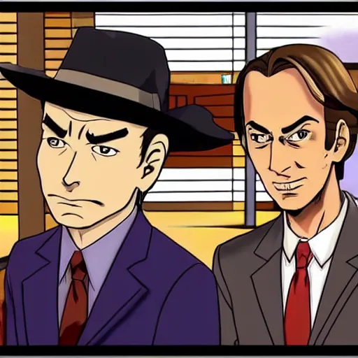 Prompt: better call saul scene in the style of ace attorney