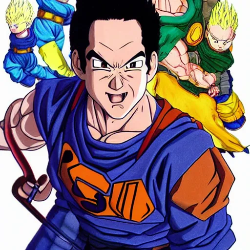 Image similar to Painting of Paul Rudd, official, detailed, character dragonball, award winning artwork, Akira Toriyama