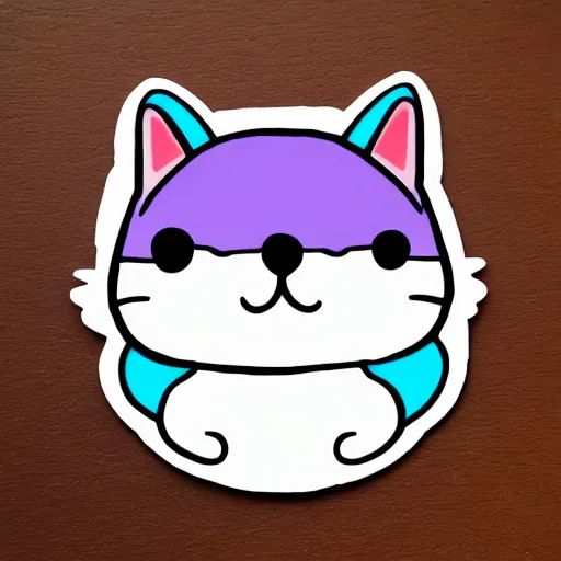 Prompt: Kawaii Cat, sticker illustration