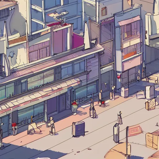 Image similar to katana zero art style city concept art