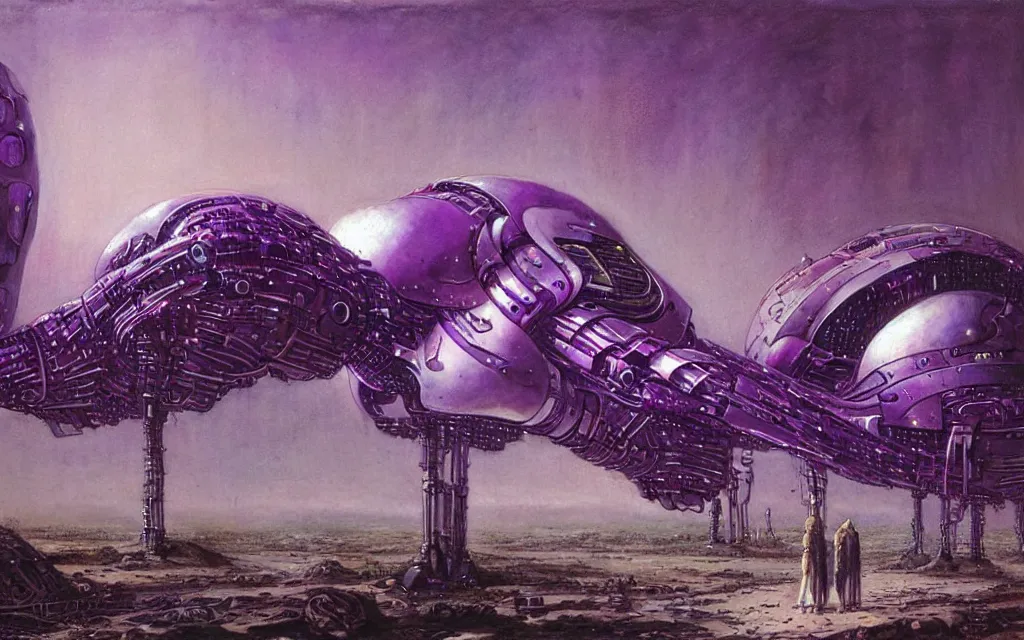 Image similar to a futurist cybernetic purple wilderness, future perfect, award winning digital art by santiago caruso and bruce pennington