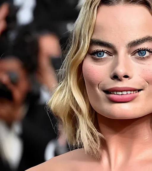 Image similar to margot robbie made of zits, pimples and furuncles, realism amazing detail, sharp