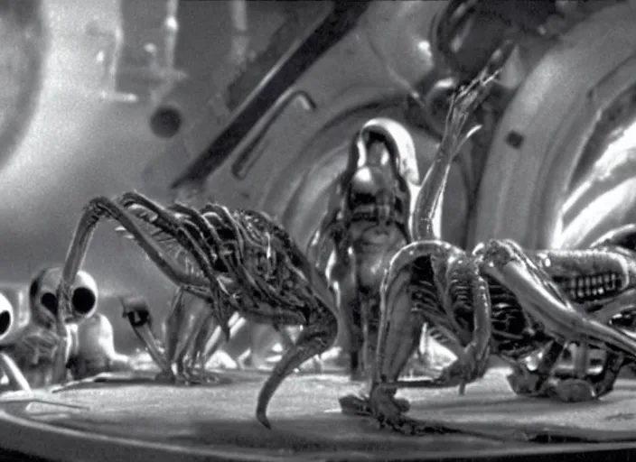 Prompt: scene from the 1936 science fiction film Aliens