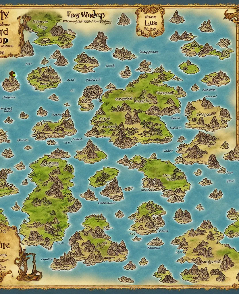 Prompt: fantasy world map,