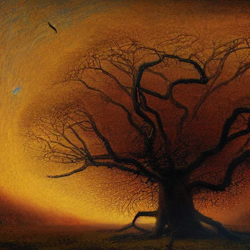 Prompt: a 8 legged digital painting of a tree of immense size, with branches reaching the stars, by odd nerdrum and gu hongzhong. 8 k high resolution. highly detailed. 8 k resolution. vivid color scheme.