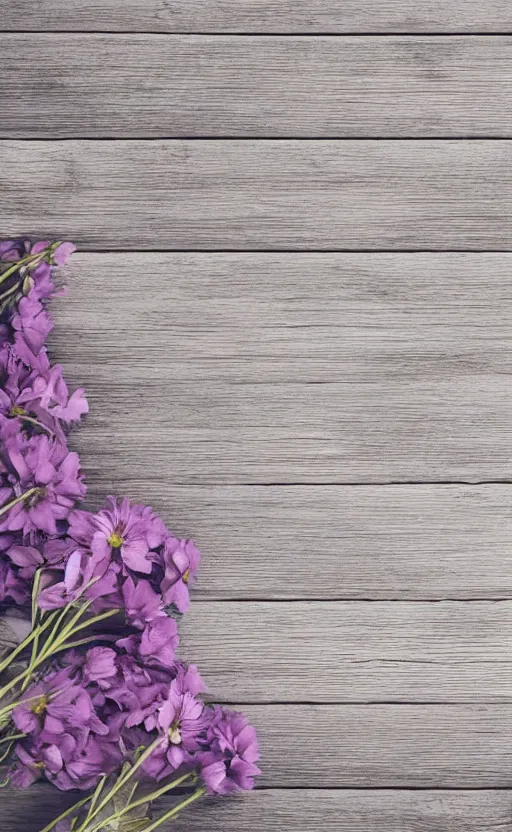 Image similar to clean soft background image with soft, light - purple flowers on pale gray rustic boards, background, cottagecore, backdrop for obituary text