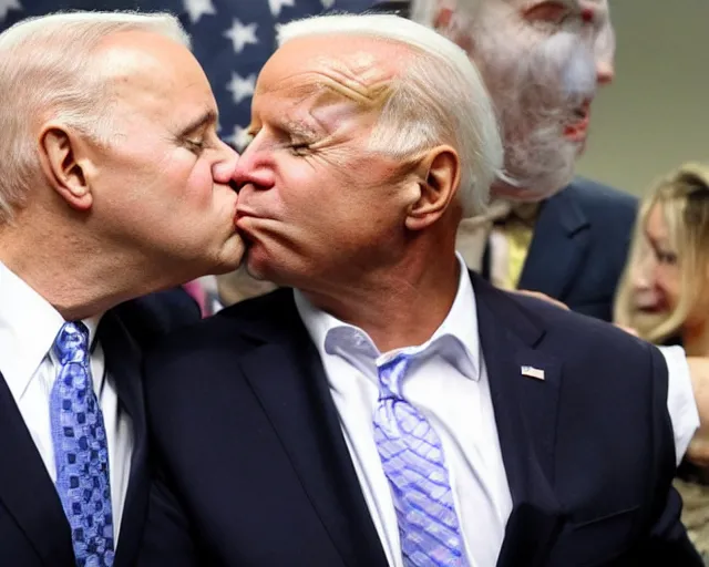 Prompt: Anthony Albanese kissing Joe Biden