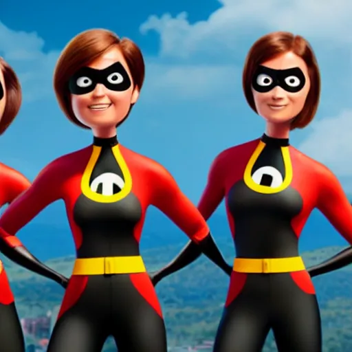 Image similar to helen parr halfway through dividing via mitosis, the incredibles 2, pixar official media, cinematic render