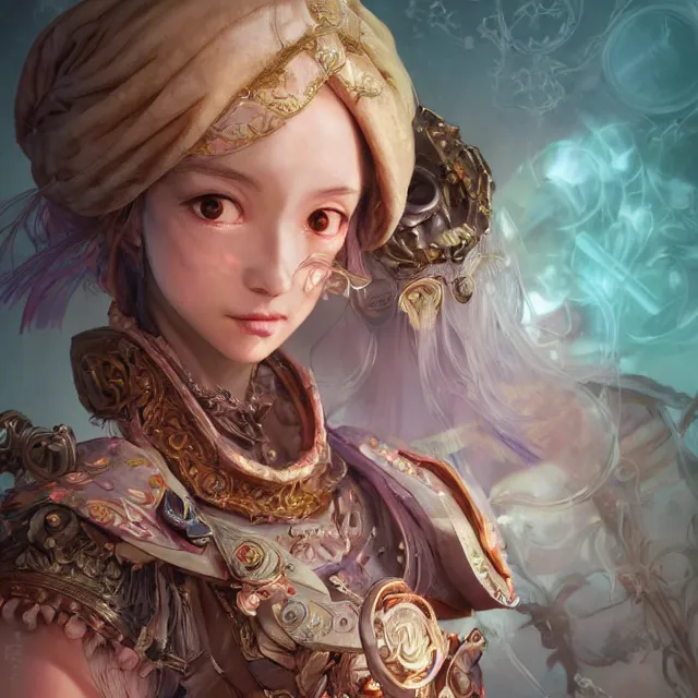 Image similar to studio portrait of neutral good colorful female cleric bard healer as absurdly beautiful, elegant, young skinny gravure idol, ultrafine hyperrealistic detailed face illustration by kim jung gi, irakli nadar, intricate linework, sharp focus, bright colors, matte, octopath traveler, final fantasy, unreal engine highly rendered, global illumination, radiant light, intricate environment