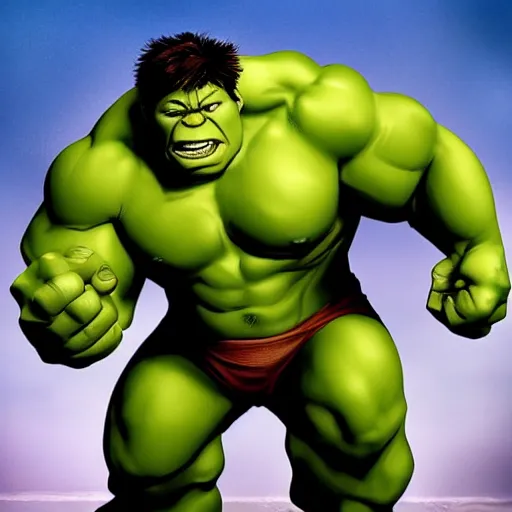 Prompt: a highly detailed image of what the love child between the hulk and shrek would look like