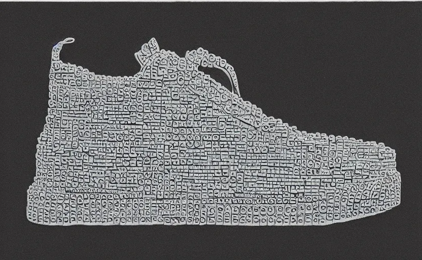 Image similar to sneaker made out of lego, ink drawing, jacques - louis david