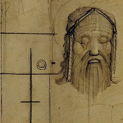 Image similar to journal drawings of undiscovered Leonardo da Vinci inventions,with descriptions