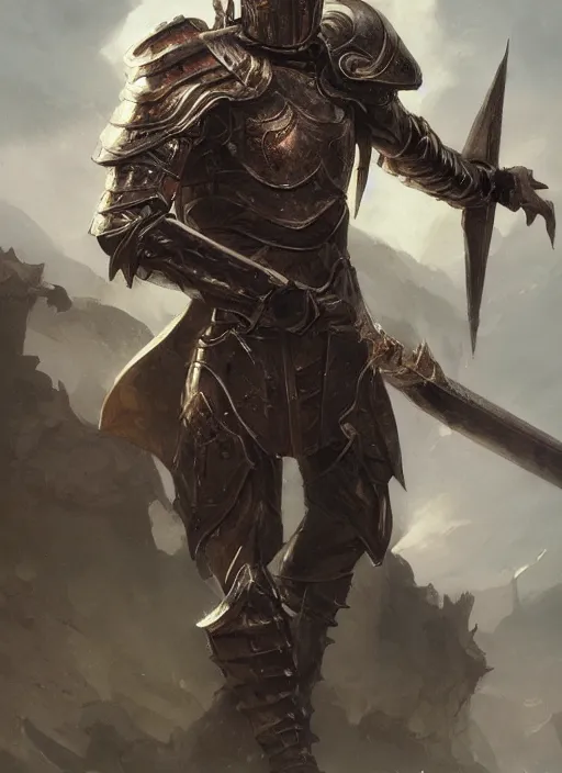 Image similar to portrait of a draconic knight, holding a claymore, victorian, concept art, detailed face, fantasy, close up face, highly detailed, cinematic lighting, digital art painting by greg rutkowski