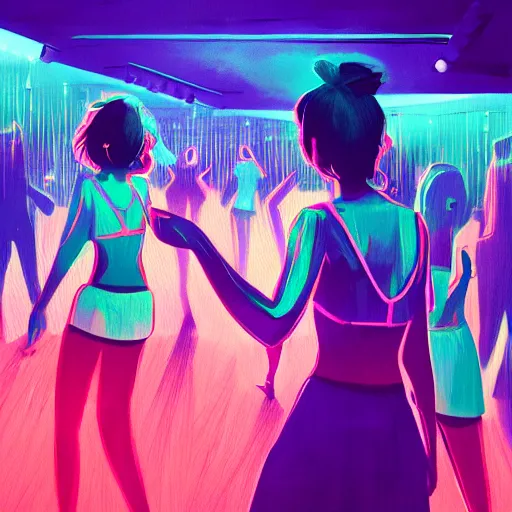 Prompt: young people dancing and drinking in a nightclub, partylights, beautiful people, by alena aenami, trending on artstation