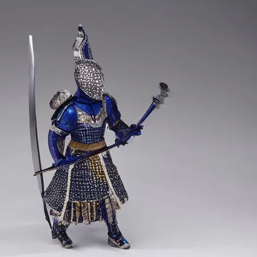 Prompt: photo of a beautiful warrior with sapphire encrusted armour, highly detailed,