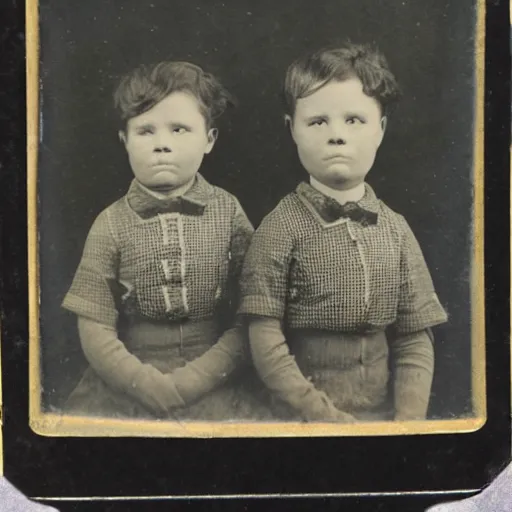 Image similar to tintype photo of two twins facing each each