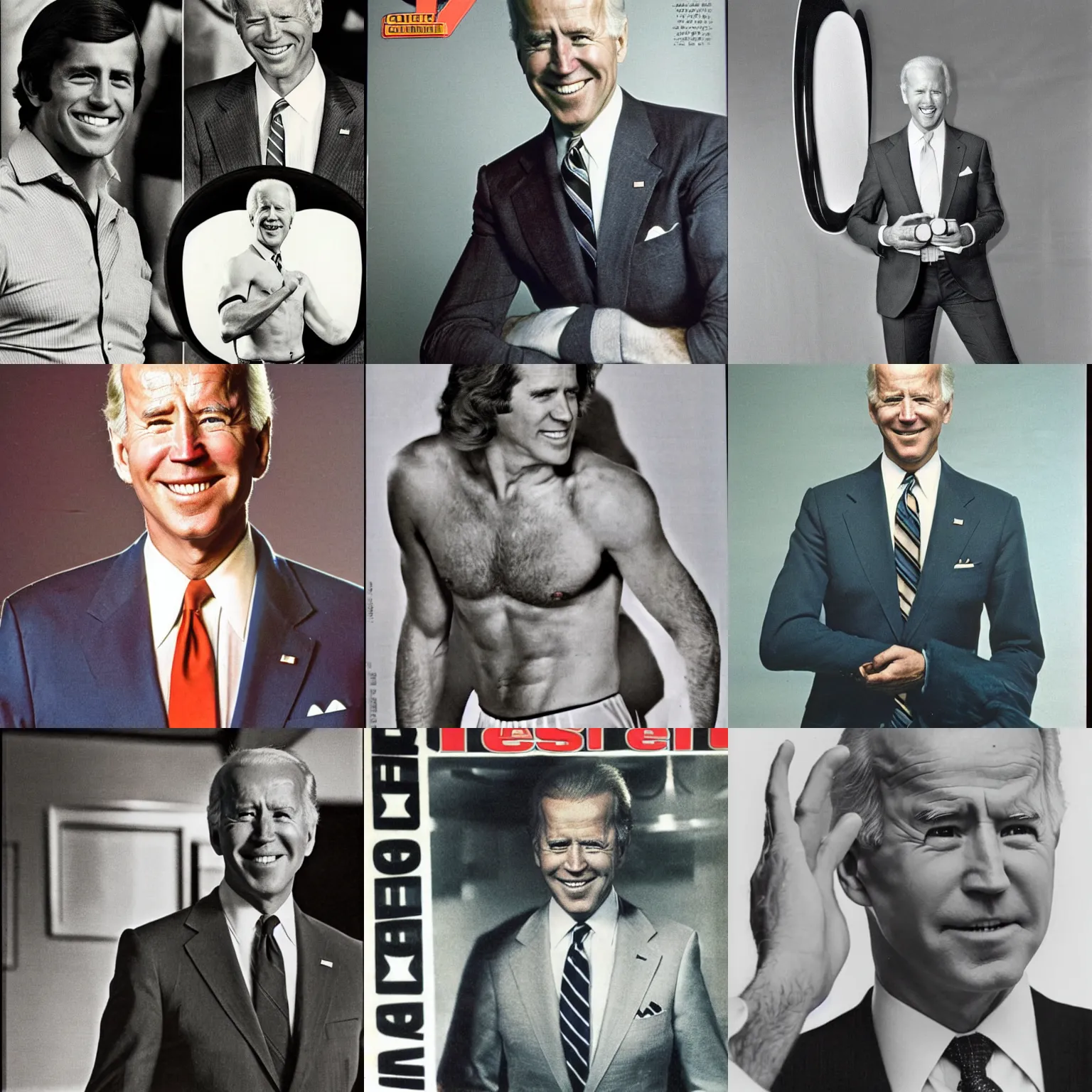 Prompt: 1976 Joe Biden modeling for the Sports Illustrated photoshoot, very classy