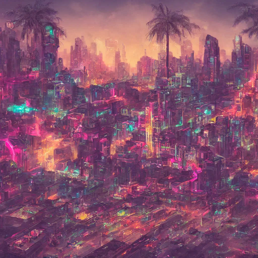 Image similar to ancient city, retrowave epic art, trending on art station