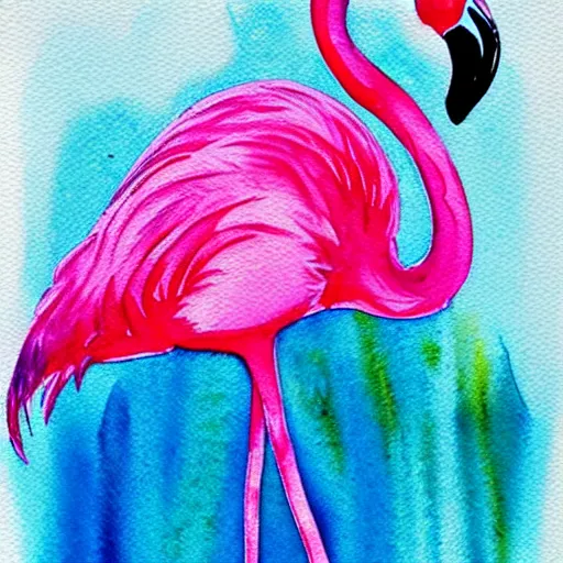 Prompt: flamingo watercolor