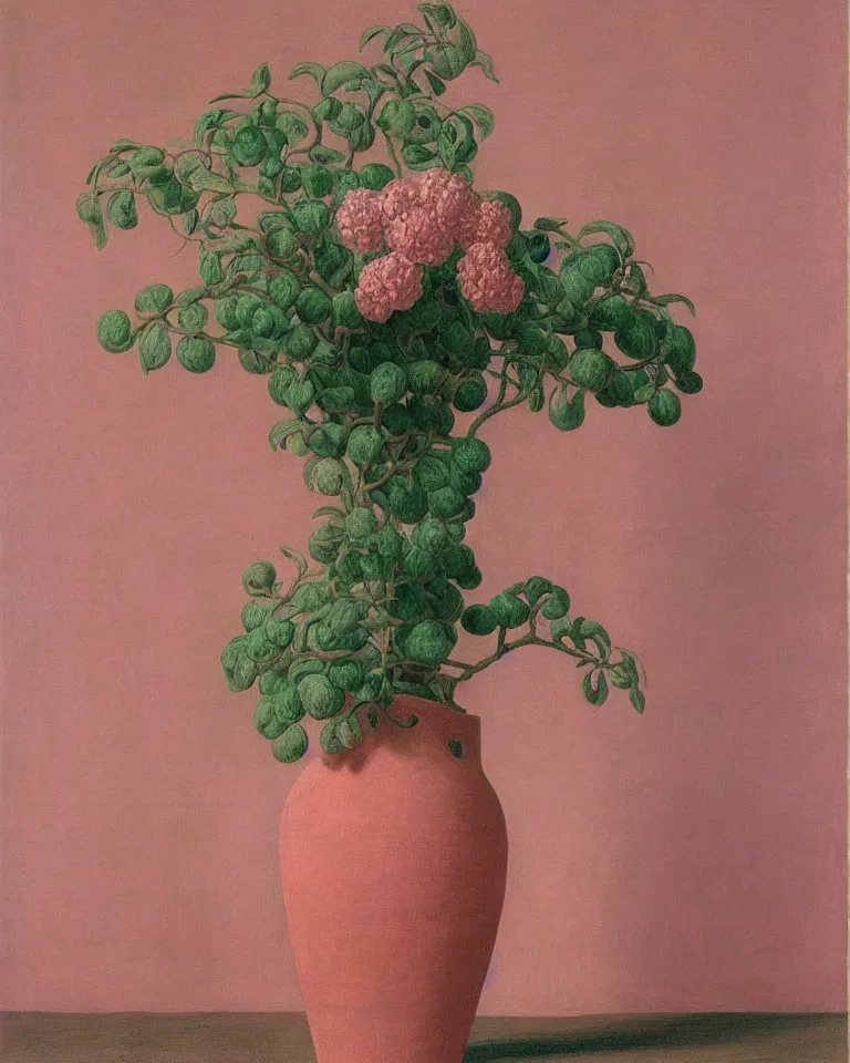 Image similar to achingly beautiful print of intricately painted ancient greek amphora on a pink pastel background by rene magritte, monet, and turner.