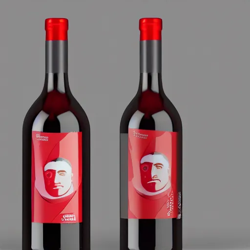 Image similar to matt leblanc face as label!!!! on a wine bottle body, 3 d, octane render