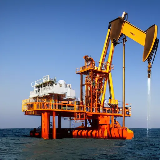 Image similar to oil drilling rig, drilling water deposit, water flowing,