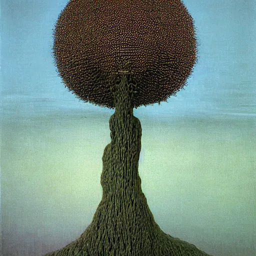 Prompt: elephant tree hybrid by beksinski, magritte surrealism