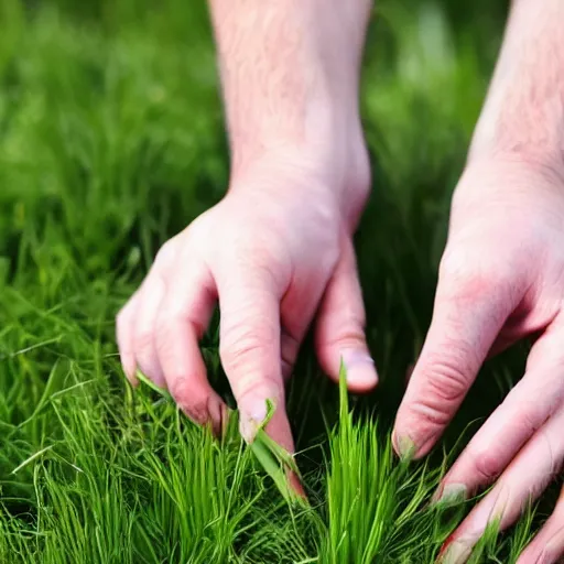 a person about to touch grass, Stable Diffusion