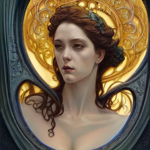 Image similar to an art nouveau painting in the style of donato giancola, and in the style of charlie bowater, and in the style of claudio errico. symmetry, smooth, sharp focus, semi - realism, intricate detail.