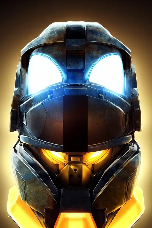 Image similar to robot ninja mask helmet halo master chief radiating a glowing aura global illumination ray tracing hdr fanart arstation by ian pesty and katarzyna da „ bek - chmiel