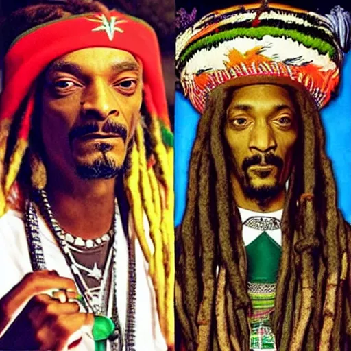 Image similar to snoop dogg as a rasta shaman elder