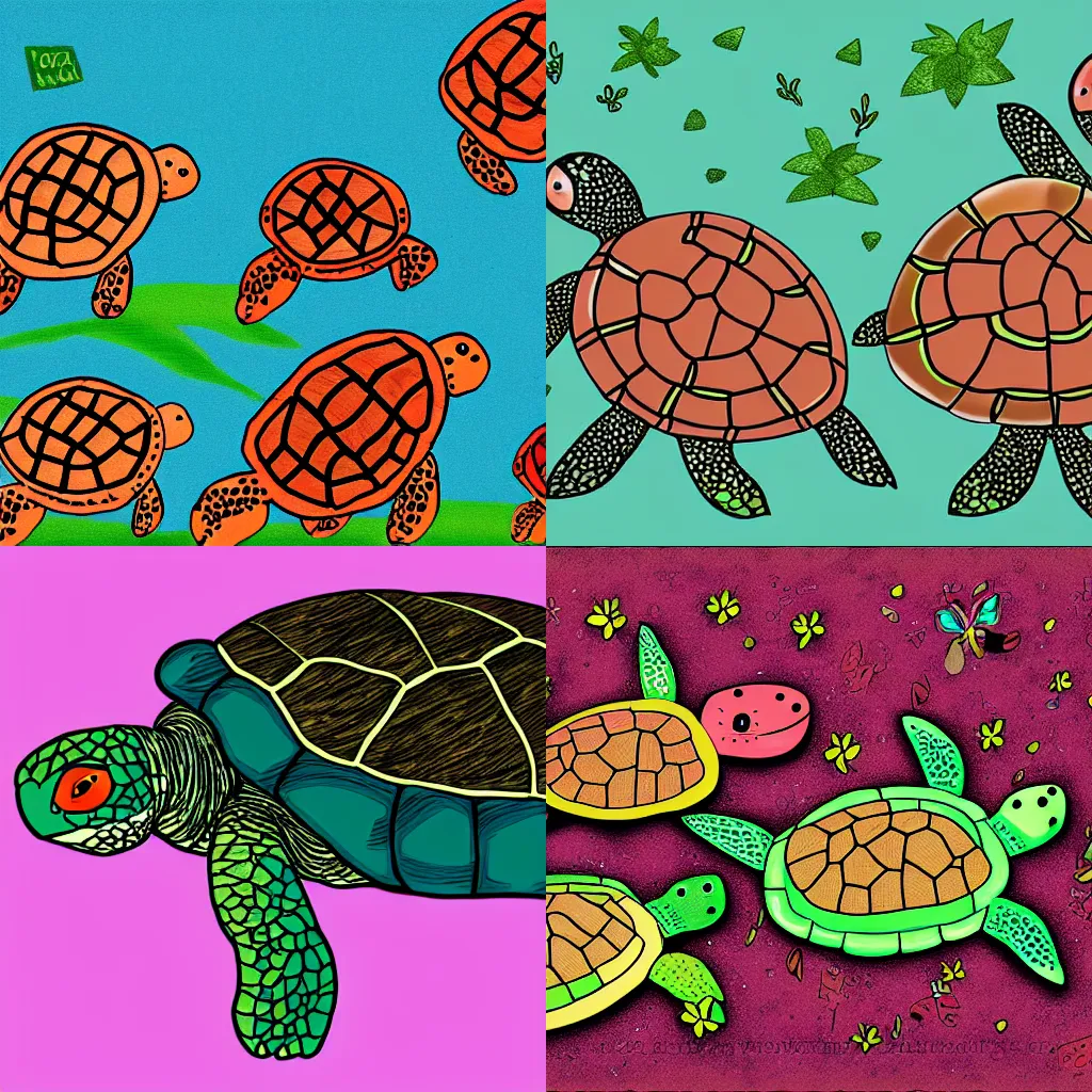Prompt: turtles all the way down, digital art