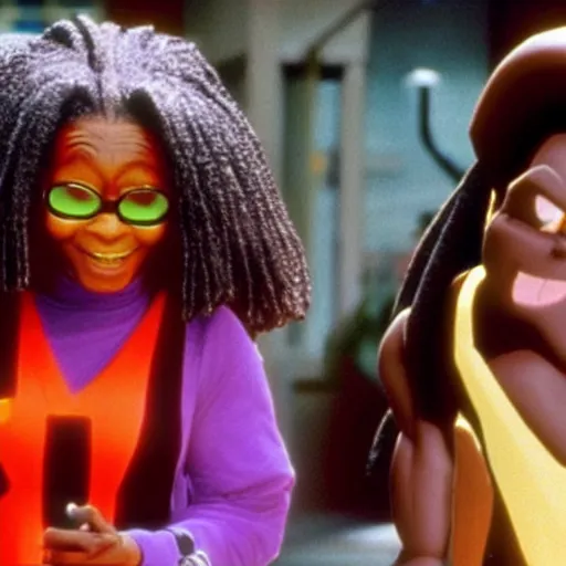 Prompt: “an animation still of Whoopi Goldberg as a character in Dragon Ball Z (1990)”