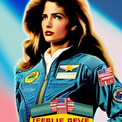 Prompt: female maverick from top gun, promo poster, movie poster