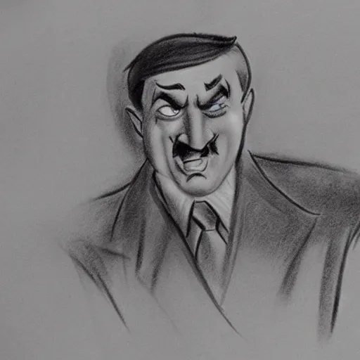 Image similar to milt kahl pencil sketch of adolf hitler warner brothers cartoon