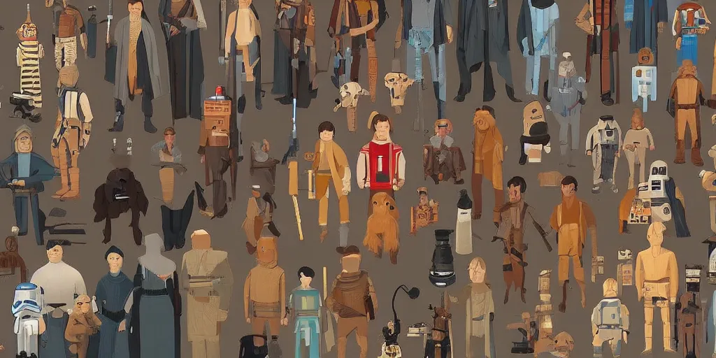 Prompt: Star Wars in the style of Wes Anderson